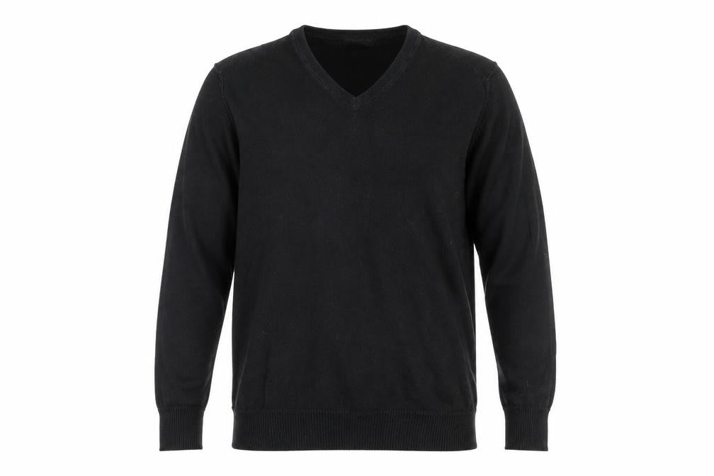 Front view of Zara Men’s Black V-Neck jumper, size S