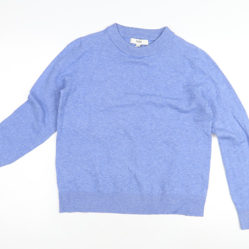 Marks and Spencer Women's Blue Cashmere Blend Pullover Jumper S