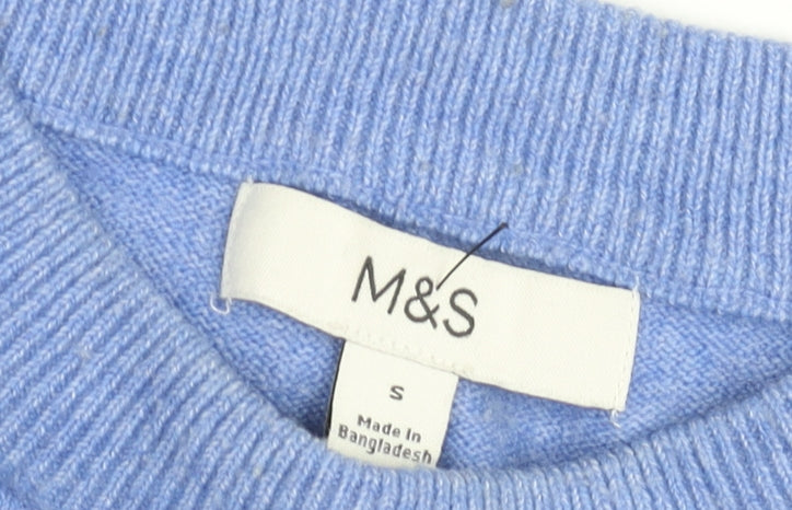 Marks and Spencer Women's Blue Cashmere Blend Pullover Jumper S