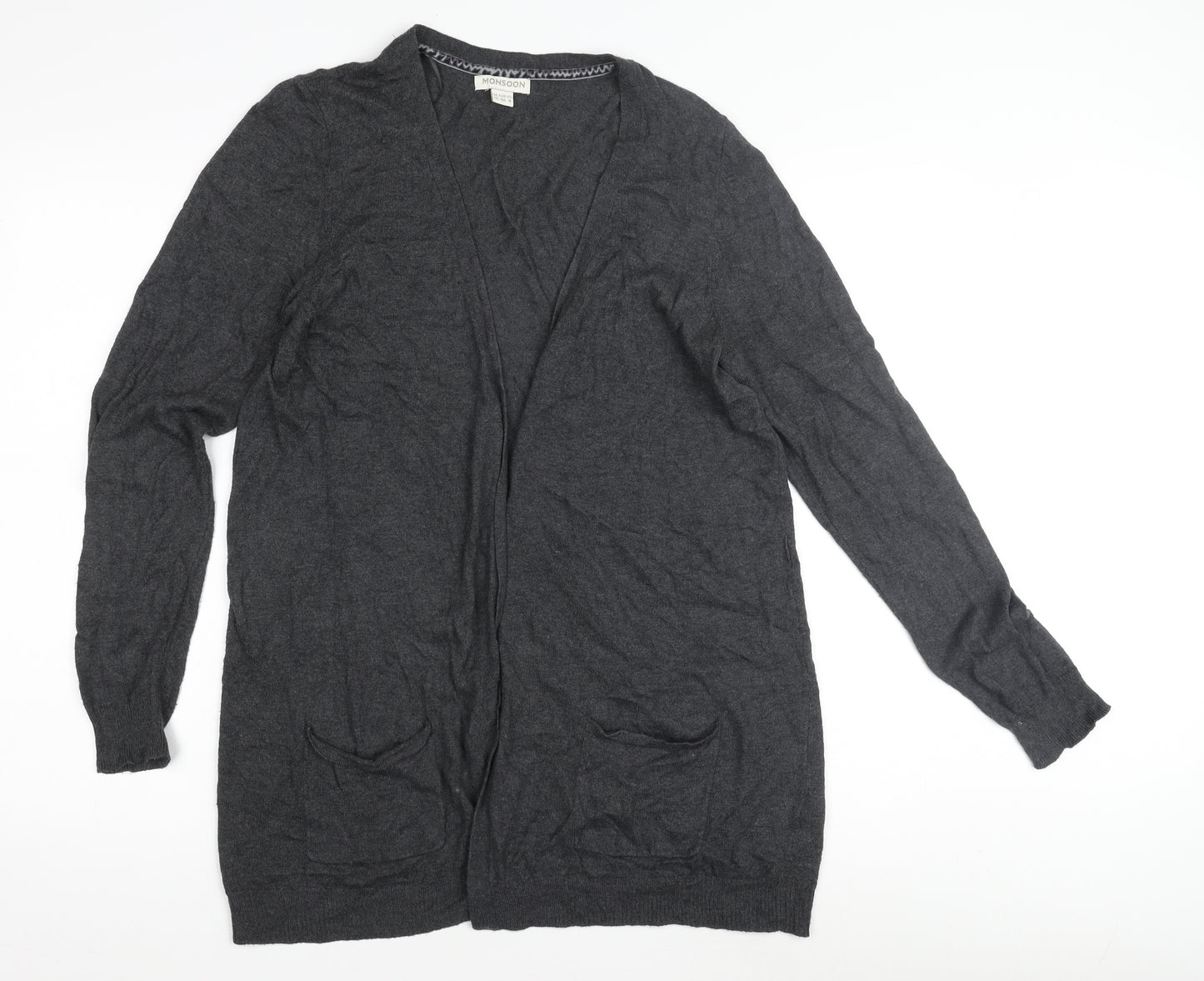 Monsoon Womens Grey Cardigan Size 12, Knit, Long Sleeve