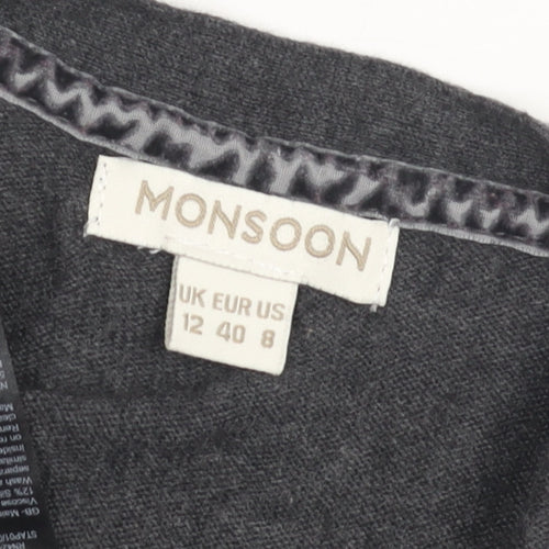 Monsoon Womens Grey Cardigan Size 12, Knit, Long Sleeve