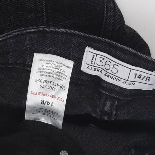 Denim 365 Women's Black Alexa Skinny Jeans, Size 14