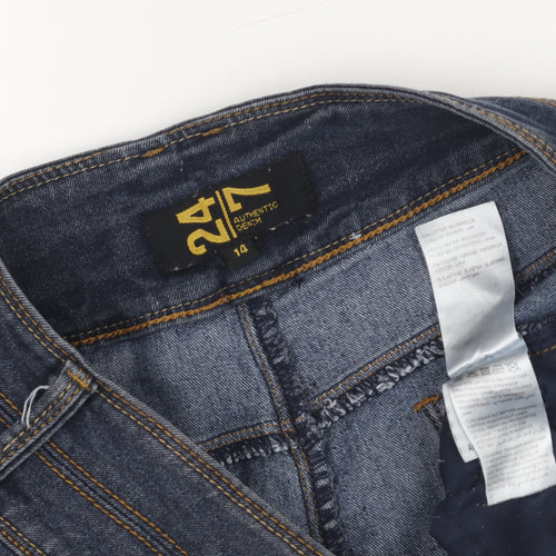 24 Seven Women's Blue Denim Pencil Skirt, Size 10, Casual Style