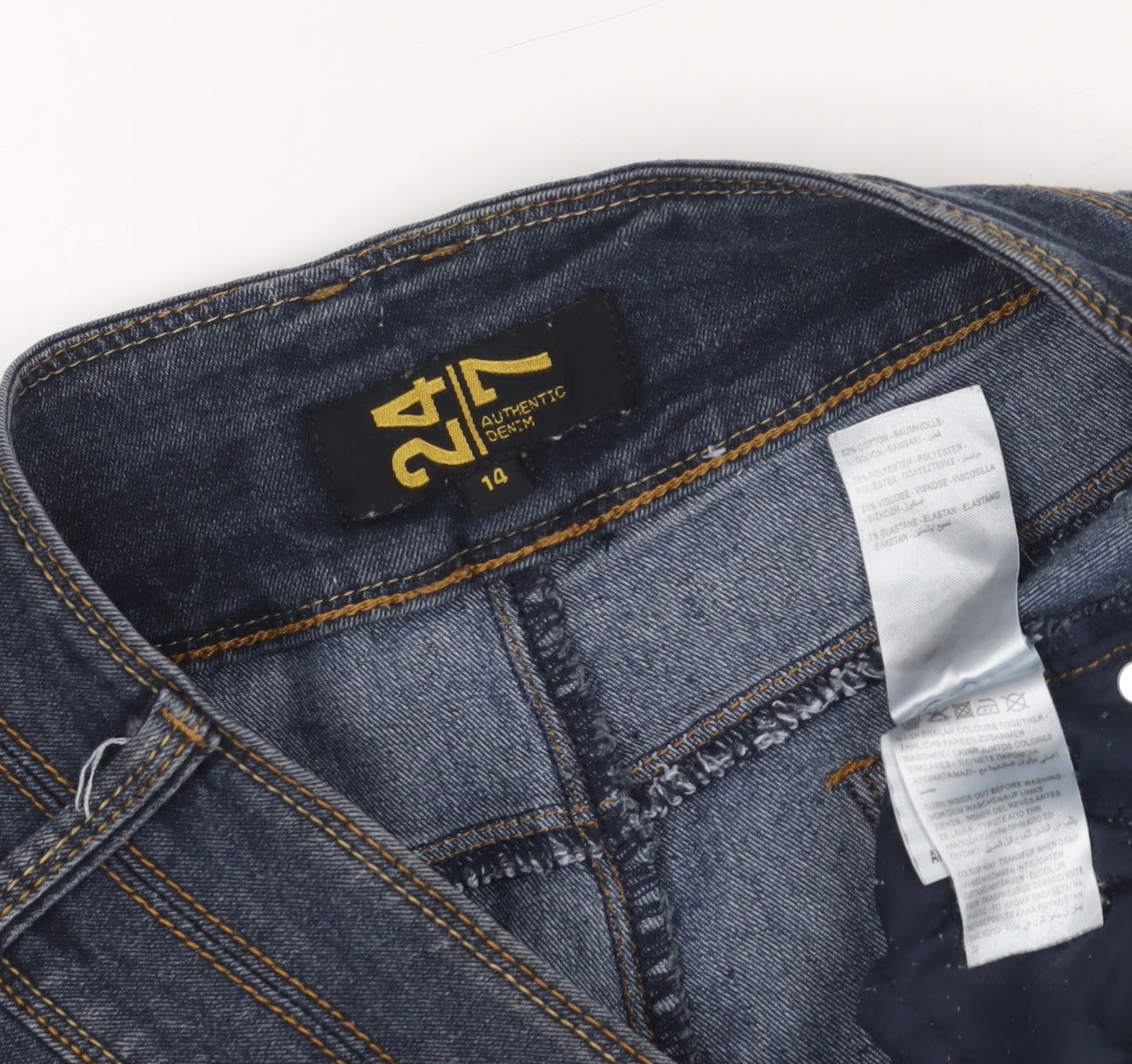 24 Seven Women's Blue Denim Pencil Skirt, Size 10, Casual Style