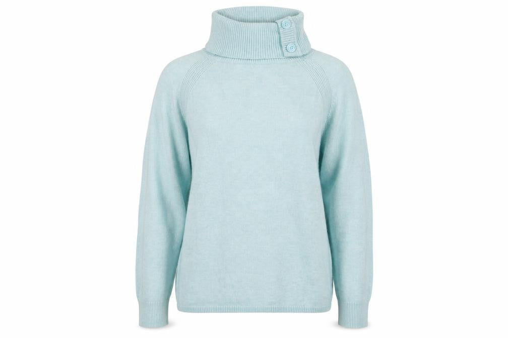 Front view of F&F Women's Blue High Neck jumper - M