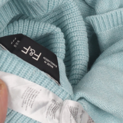 F&F Women's Blue High Neck Pullover Jumper - M