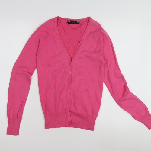 Zara Women's Pink Cardigan, Small, V-Neck, Buttoned
