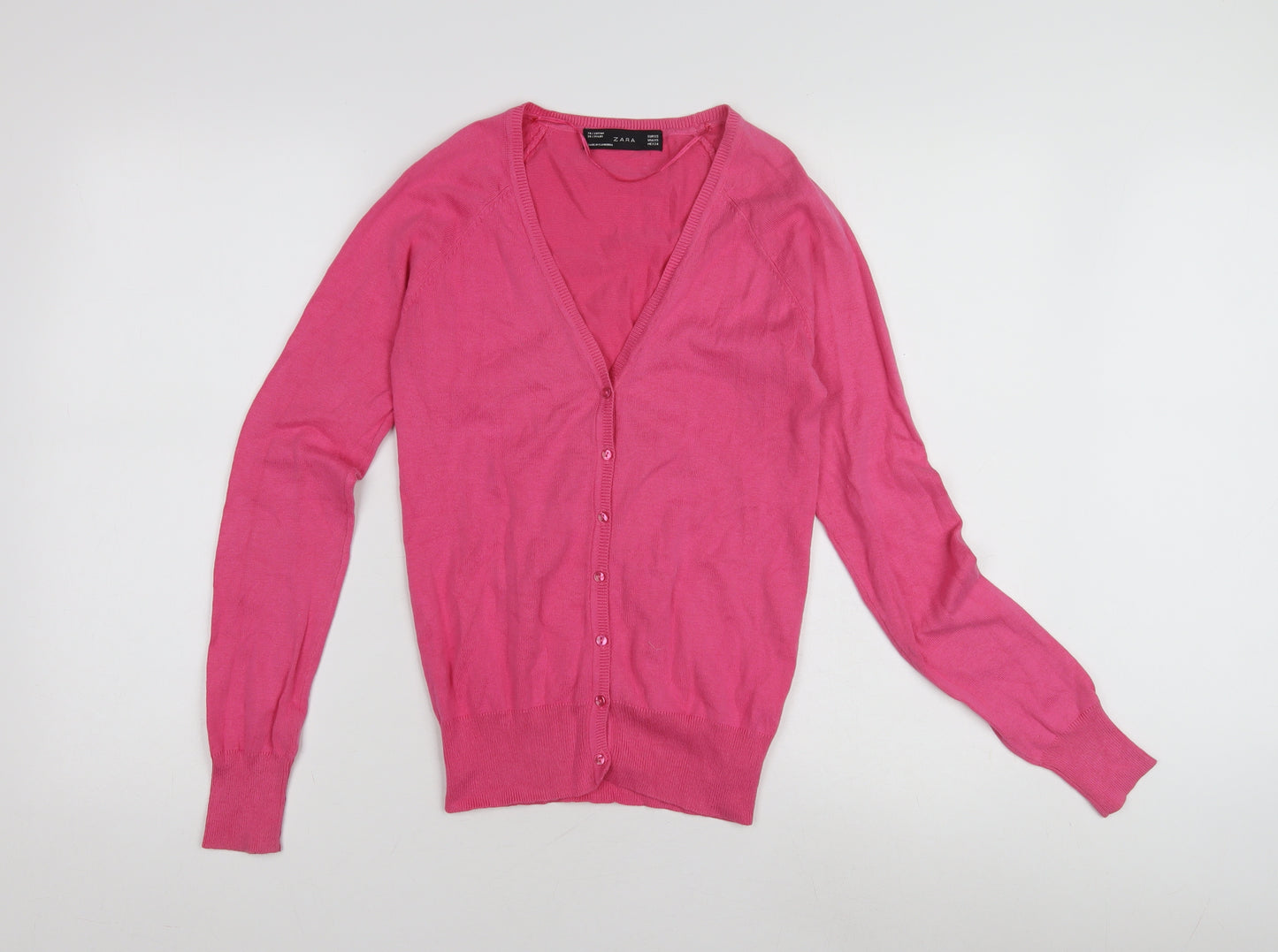 Zara Women's Pink Cardigan, Small, V-Neck, Buttoned