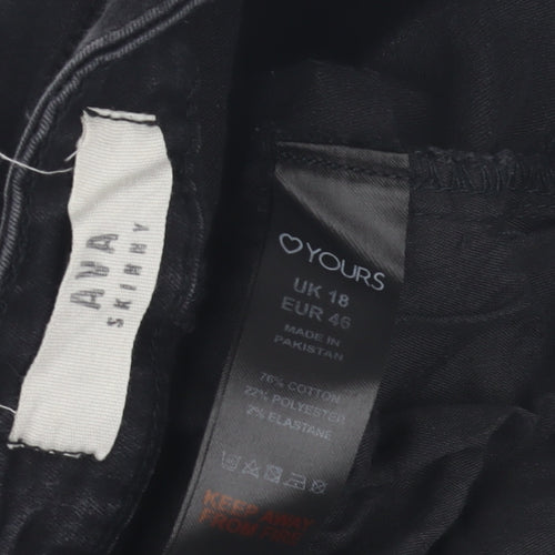 Yours Women's Black Skinny Jeans Size 18