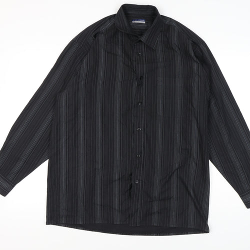 Tom Hagan Men's Black Striped Button-Up Shirt 17.5