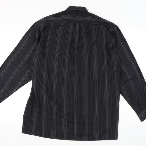 Tom Hagan Men's Black Striped Button-Up Shirt 17.5