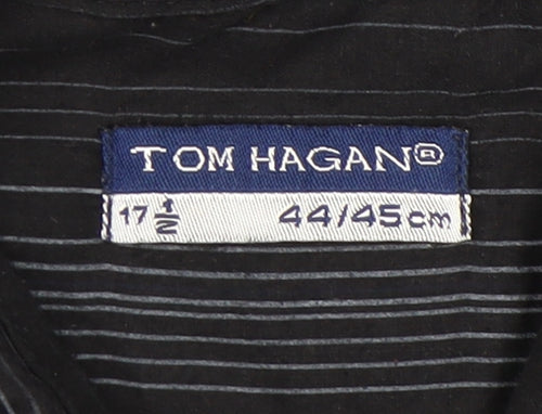 Tom Hagan Men's Black Striped Button-Up Shirt 17.5