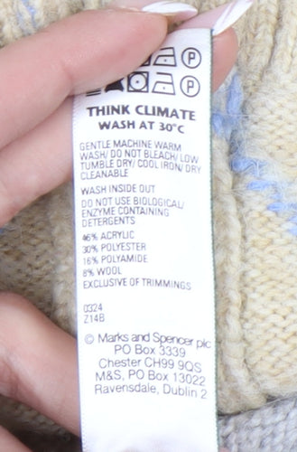 Marks and Spencer Women's Beige Cardigan, Size S, Argyle Knit