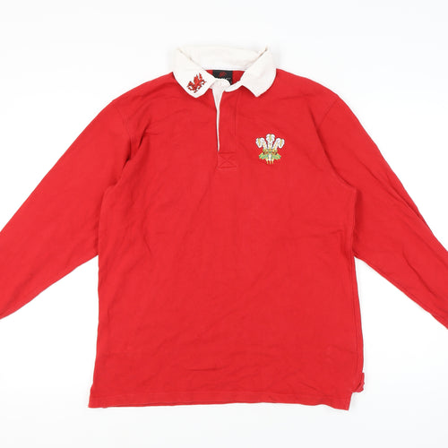 Manav Men's Red Long Sleeve Polo Shirt S