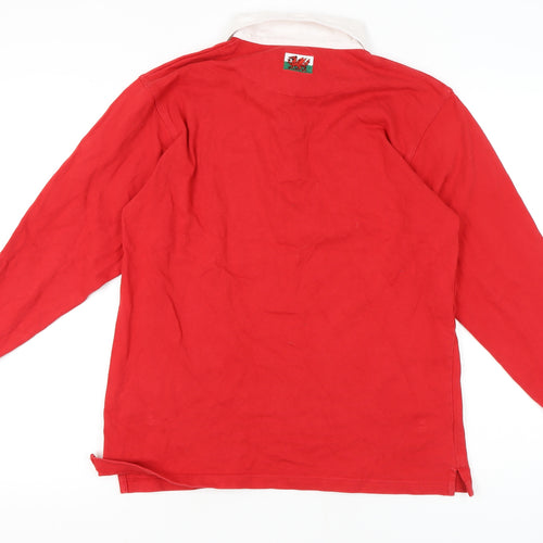 Manav Men's Red Long Sleeve Polo Shirt S