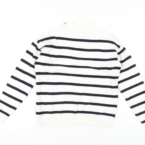 M&S Women's Ivory Striped Pullover Jumper, Size S