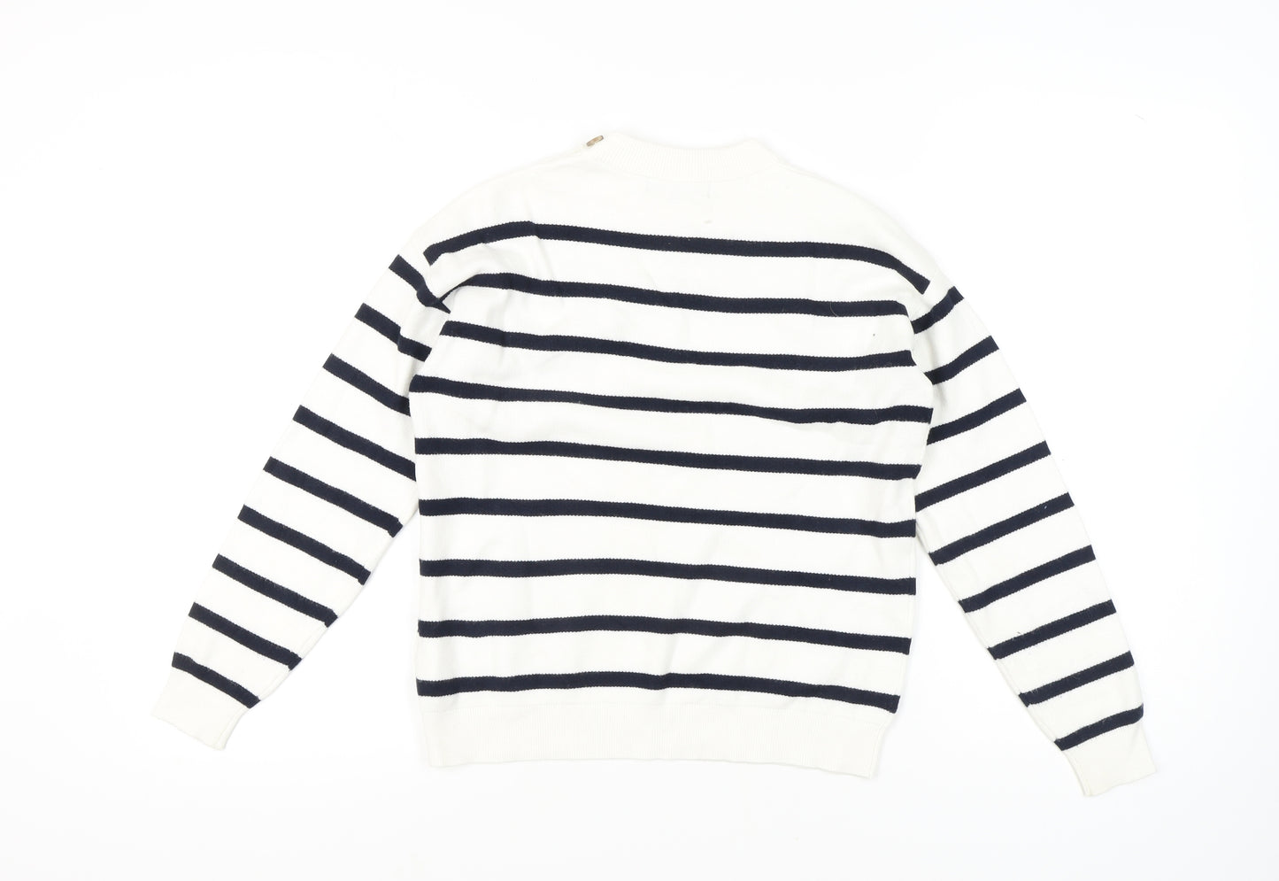 M&S Women's Ivory Striped Pullover Jumper, Size S