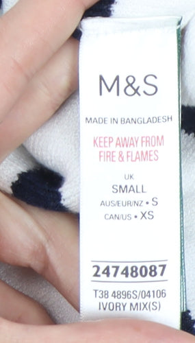 M&S Women's Ivory Striped Pullover Jumper, Size S