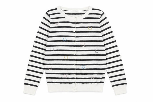 Front view of Cath Kidston Women's Striped Cardigan Multicoloured, size S