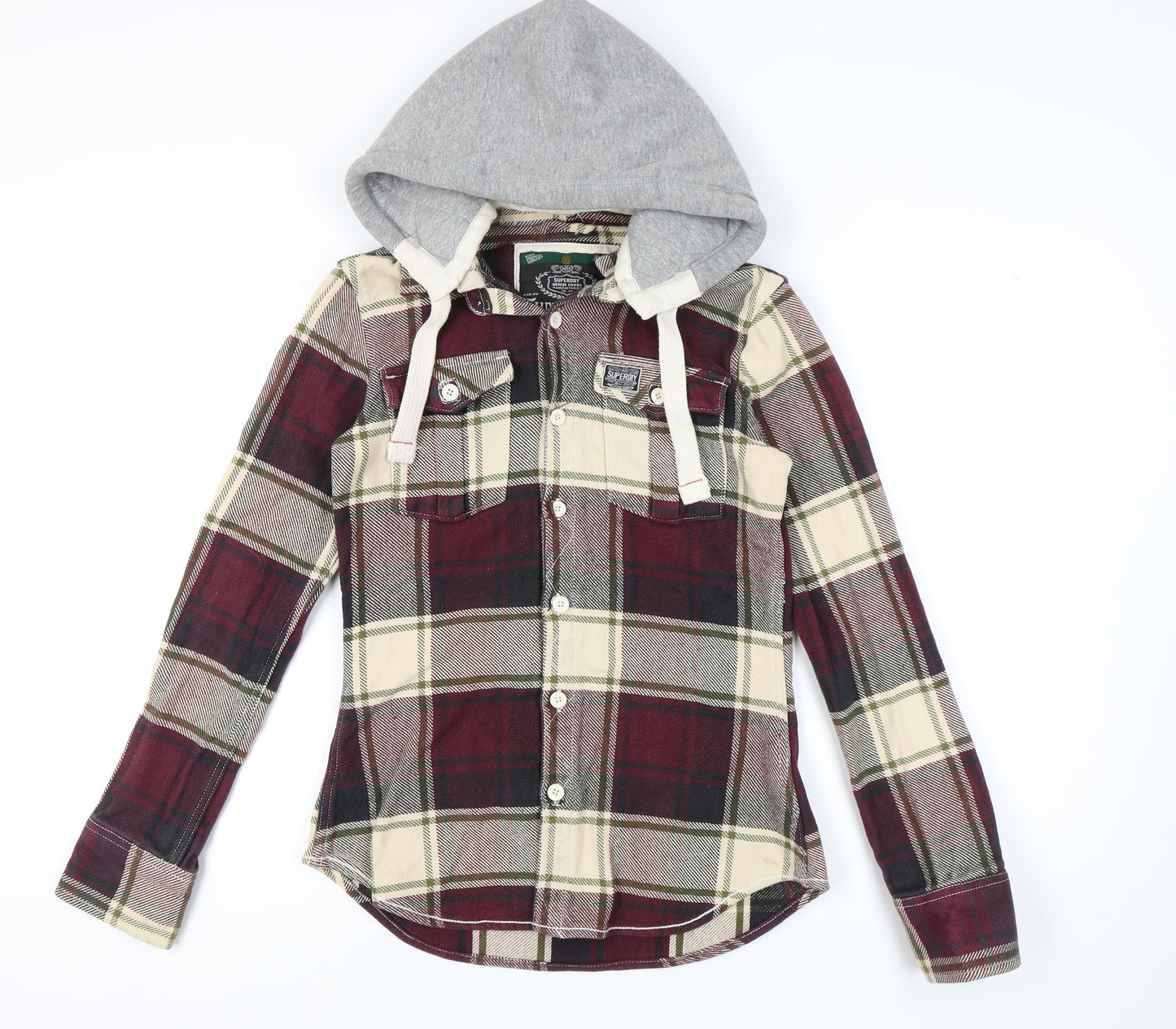 Superdry Men's Multicolour Plaid Hooded Shirt L