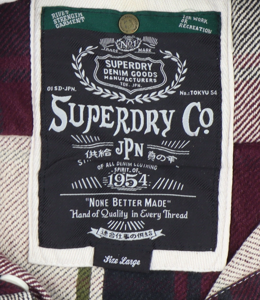 Superdry Men's Multicolour Plaid Hooded Shirt L