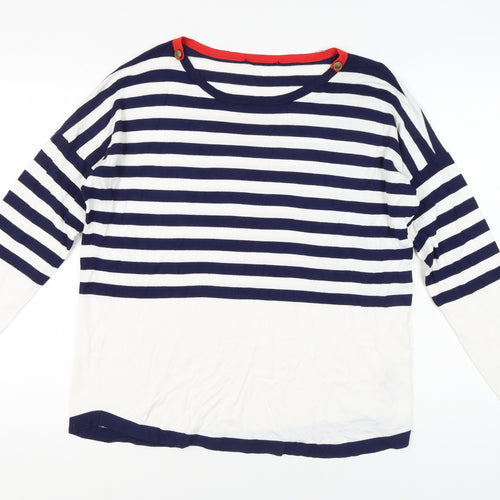 Oasis Women's White Striped Pullover Jumper L