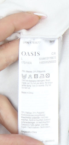 Oasis Women's White Striped Pullover Jumper L