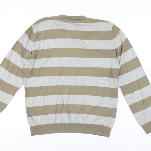 Soviet Men's V-Neck Striped Pullover Jumper M