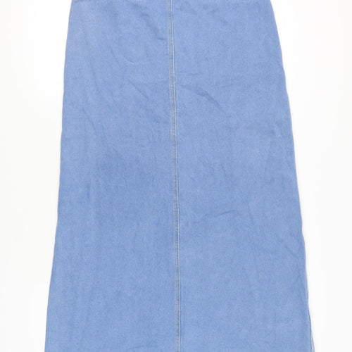 SS7 Women's Blue Denim Midi Skirt Size 14 Button Pocket