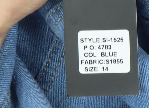 SS7 Women's Blue Denim Midi Skirt Size 14 Button Pocket