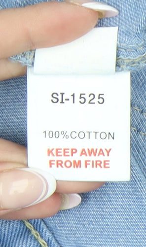 SS7 Women's Blue Denim Midi Skirt Size 14 Button Pocket