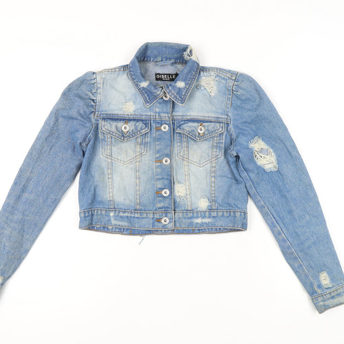 Giselle Women's Blue Denim Cropped Jacket Size 6