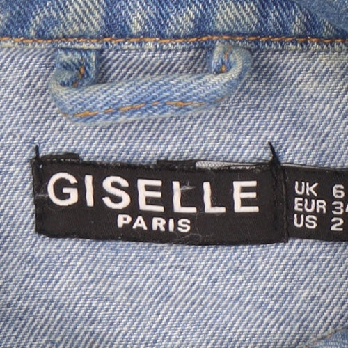 Giselle Women's Blue Denim Cropped Jacket Size 6