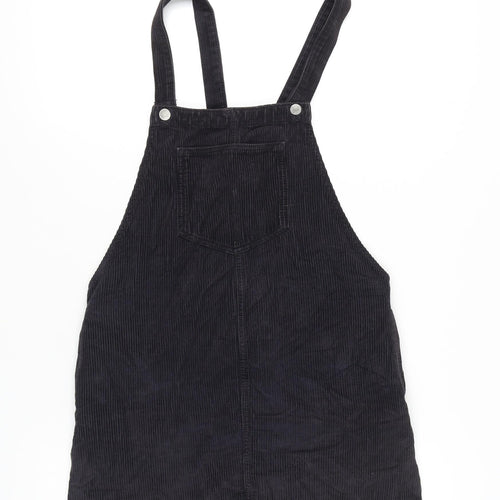 Topshop Black Corduroy Pinafore Dress, Size 8, Casual Women's