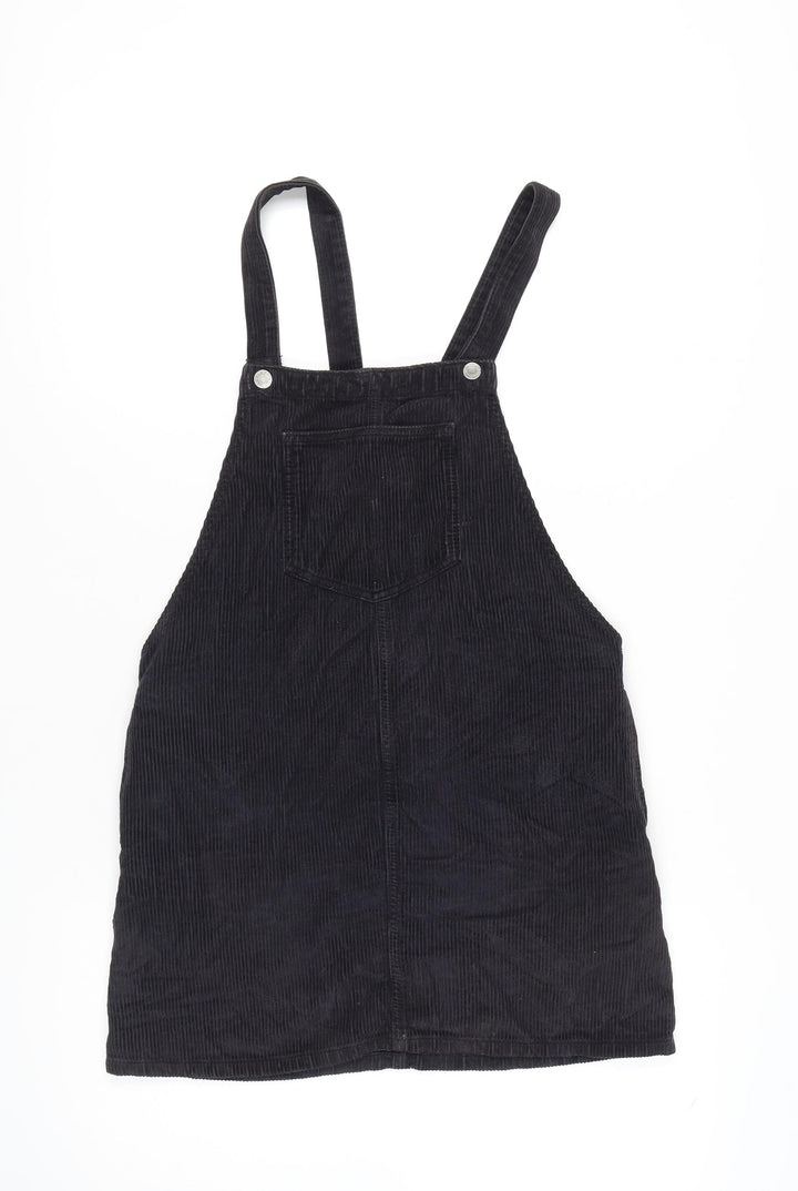 Topshop Black Corduroy Pinafore Dress, Size 8, Casual Women's