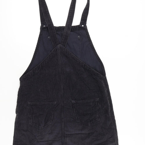 Topshop Black Corduroy Pinafore Dress, Size 8, Casual Women's
