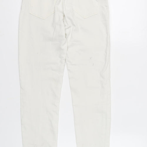 Cortefiel Women's Ivory Skinny Jeans, Size 2XS, Embroidered
