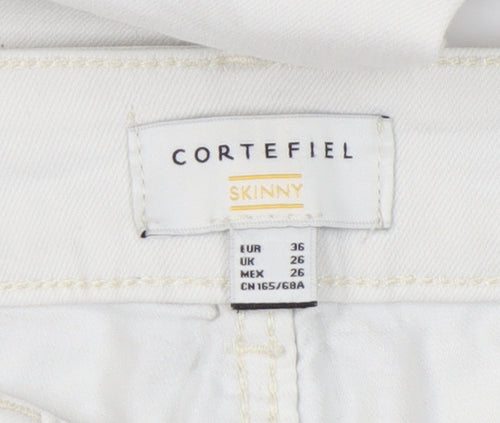 Cortefiel Women's Ivory Skinny Jeans, Size 2XS, Embroidered