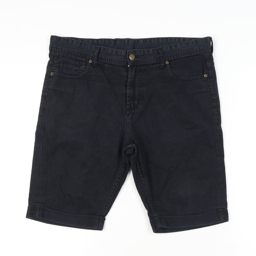Denim Co Men's Black Shorts W36 Regular Fit Casual