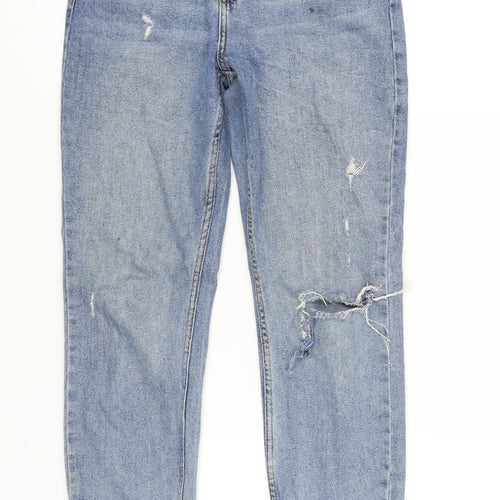 Denim Co Women's Blue Straight Distressed Jeans Size 10