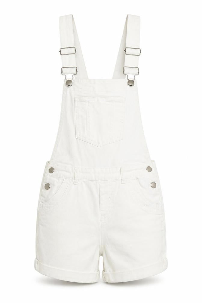 Front view of Select Women's White Dungaree in Denim, size 6