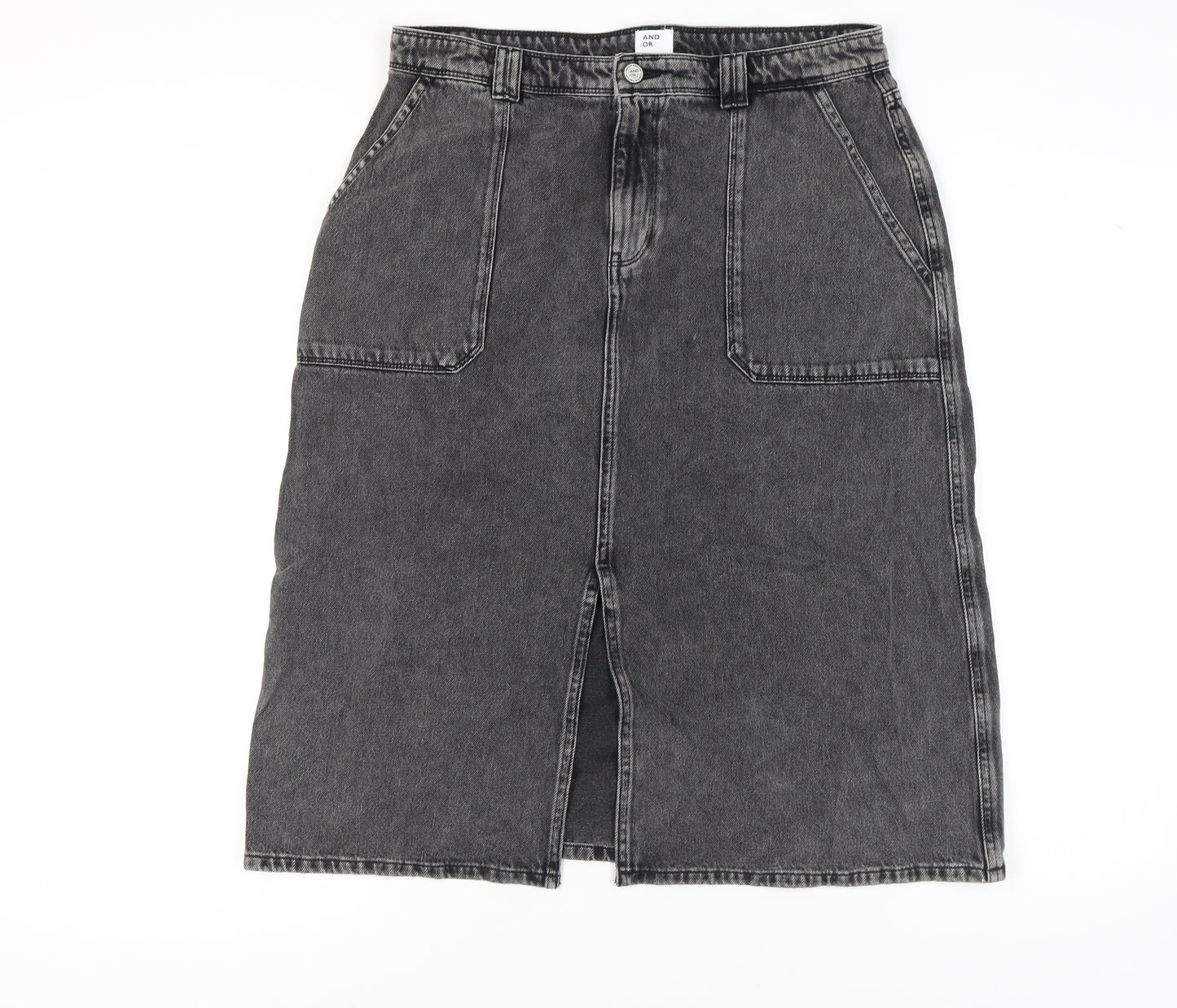 AND/OR Women's Grey Denim Skirt Size 14