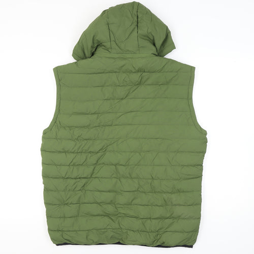 Tu Men's Green Hooded Puffer Waistcoat M