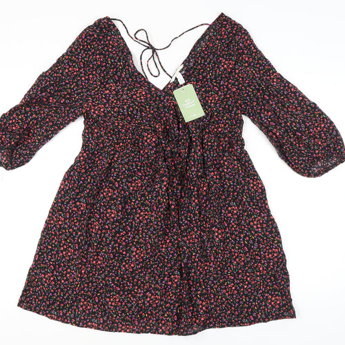 H&M Women's Floral A-Line Dress, Multicoloured, Size S