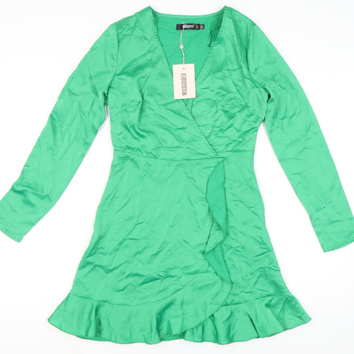 Missguided Women's Green Wrap Dress Size 8