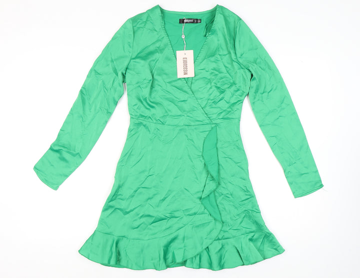 Missguided Women's Green Wrap Dress Size 8