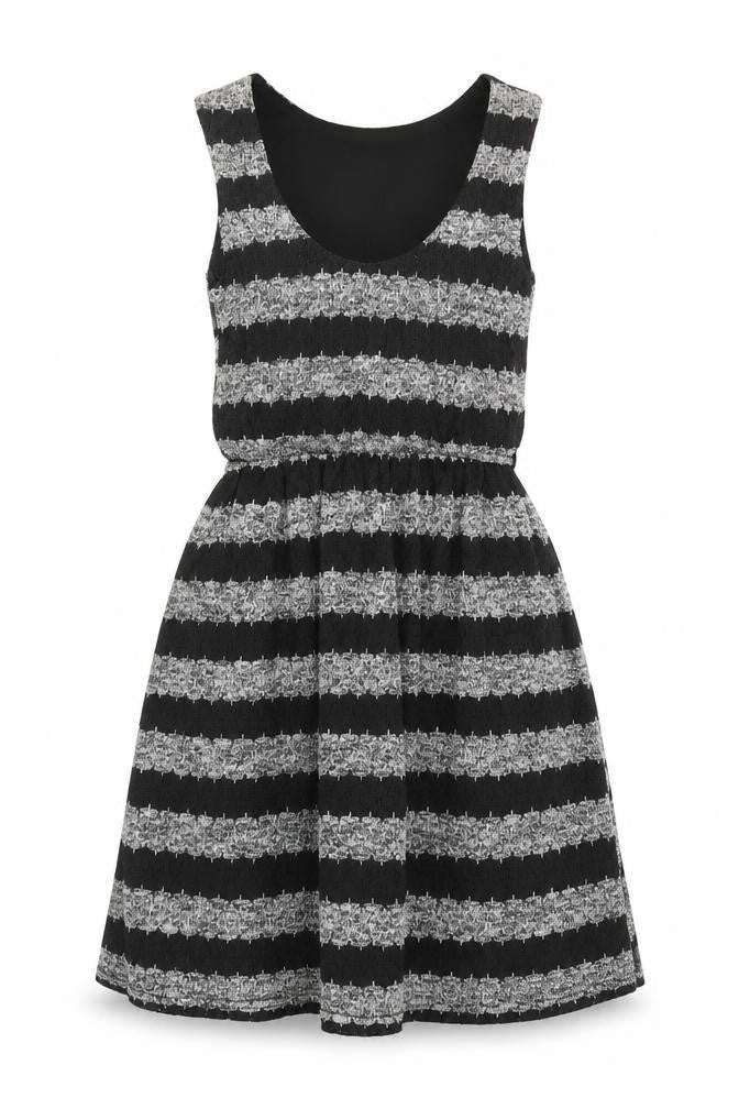 Front view of Atmosphere Women's Black Striped Skater Dress, size 10