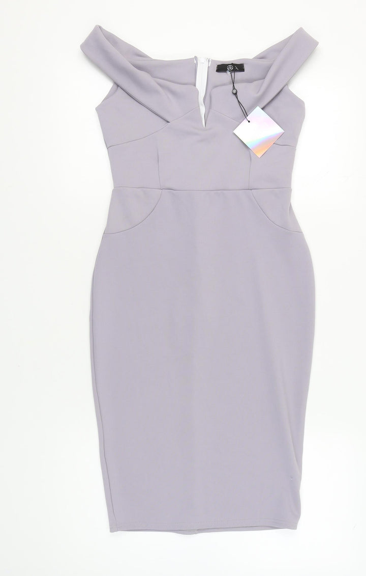 Missguided Women's Grey Off Shoulder Midi Pencil Dress