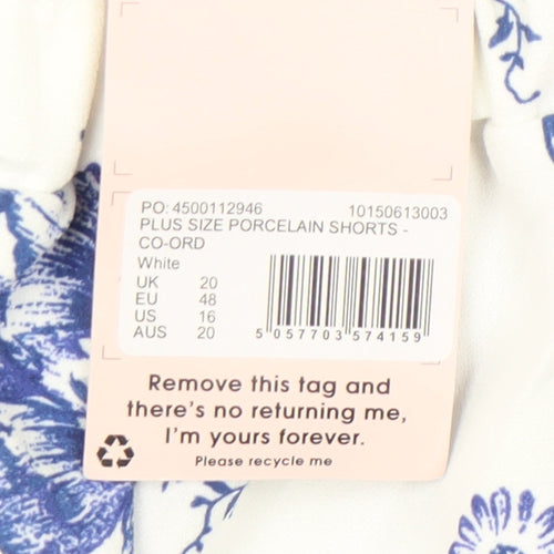 Missguided Women’s White Floral Shorts, Size 20, Plus Size