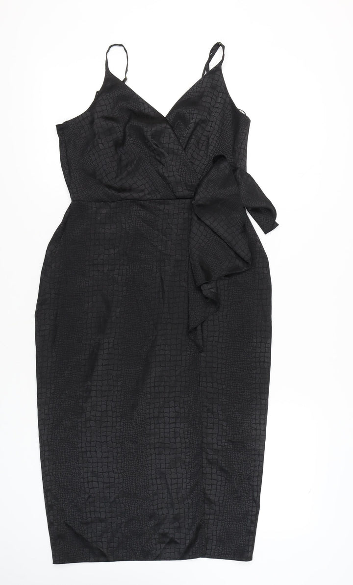 New Look Women's Black Wrap Midi Dress Size 12